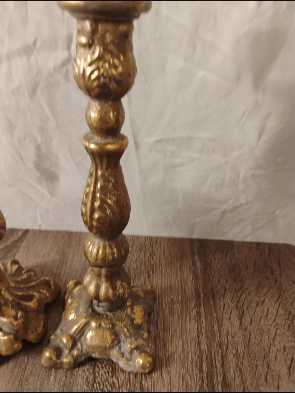 Vintage Metal Ornate Taper Candle Holder Set
